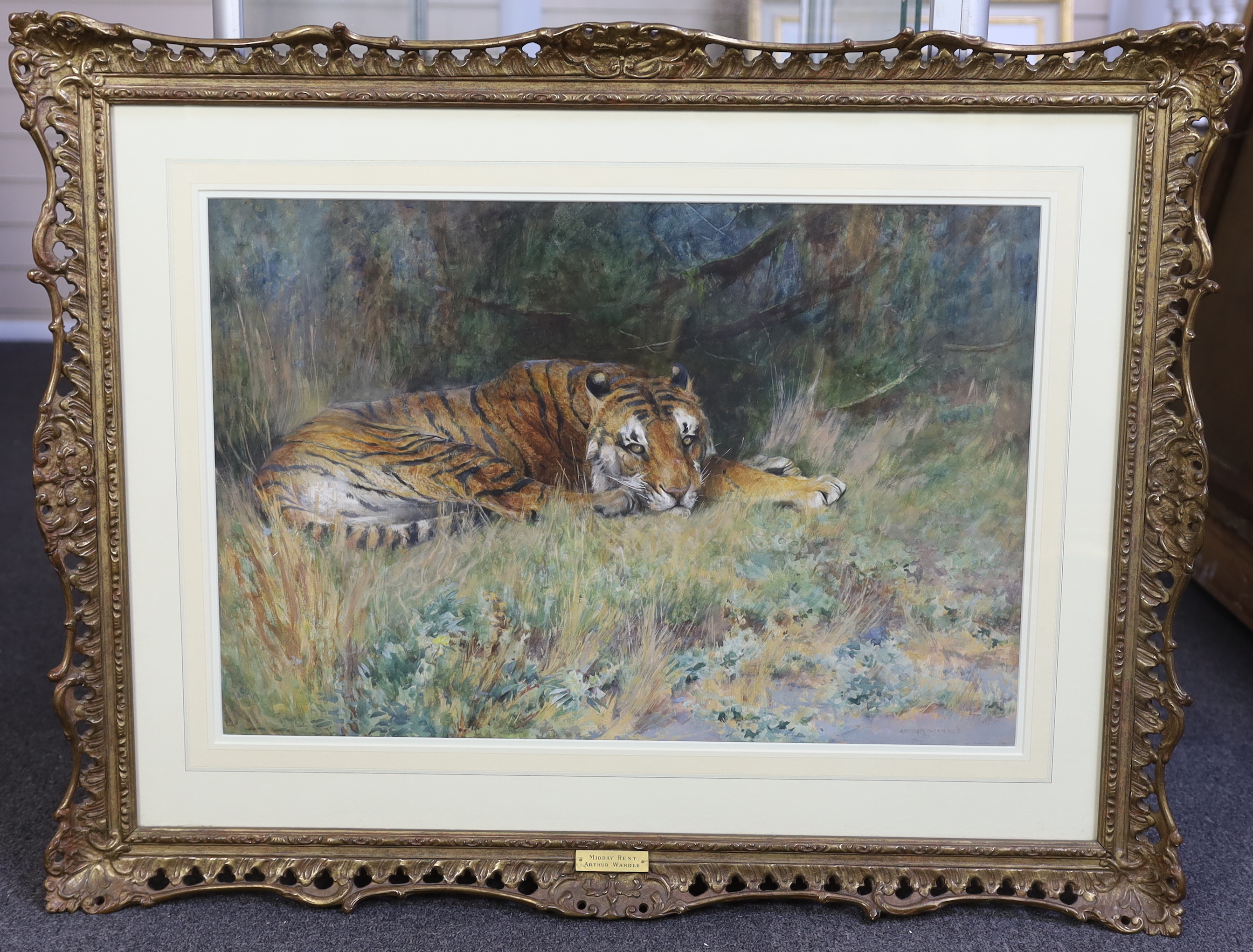 Arthur Wardle (British, 1864-1949), 'Midday rest', watercolour, 43 x 64.5cm